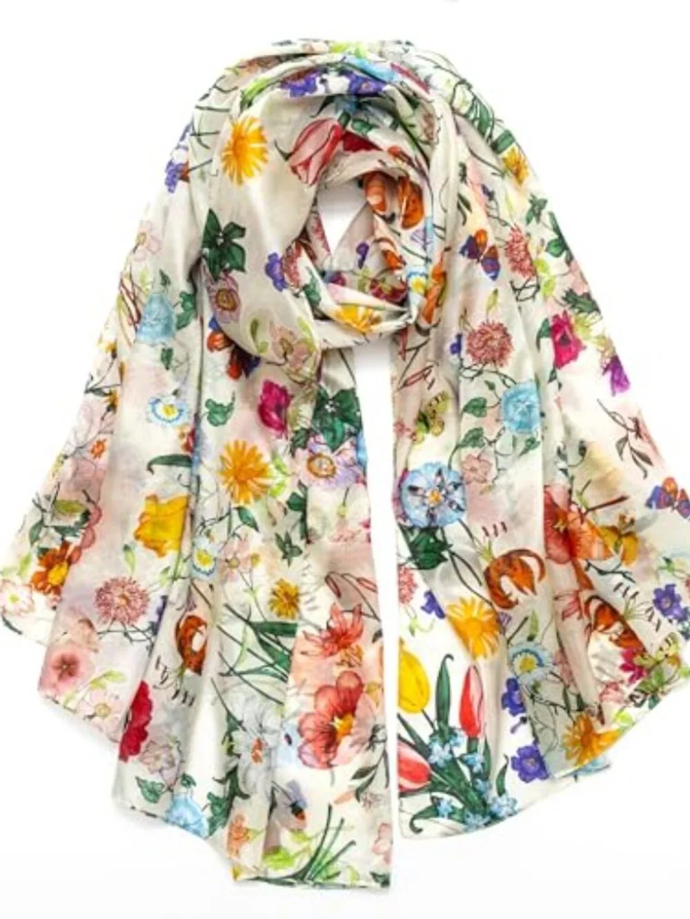 100% Mulberry Silk Large Scarf Wrap, Lightweight Chiffon Feel, 68x43 in